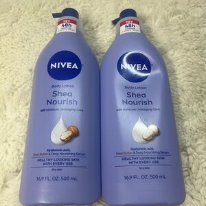 NIVEA Shea Nourish Body Lotion for Dry Skin with 16.9 Fl Oz (Pack of 2), BLUE